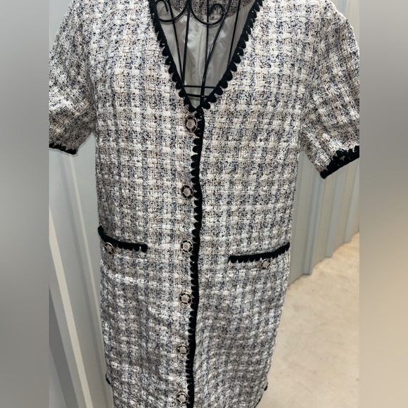 Wool plaid button up dress size medium (NWT) - Picture 2 of 7